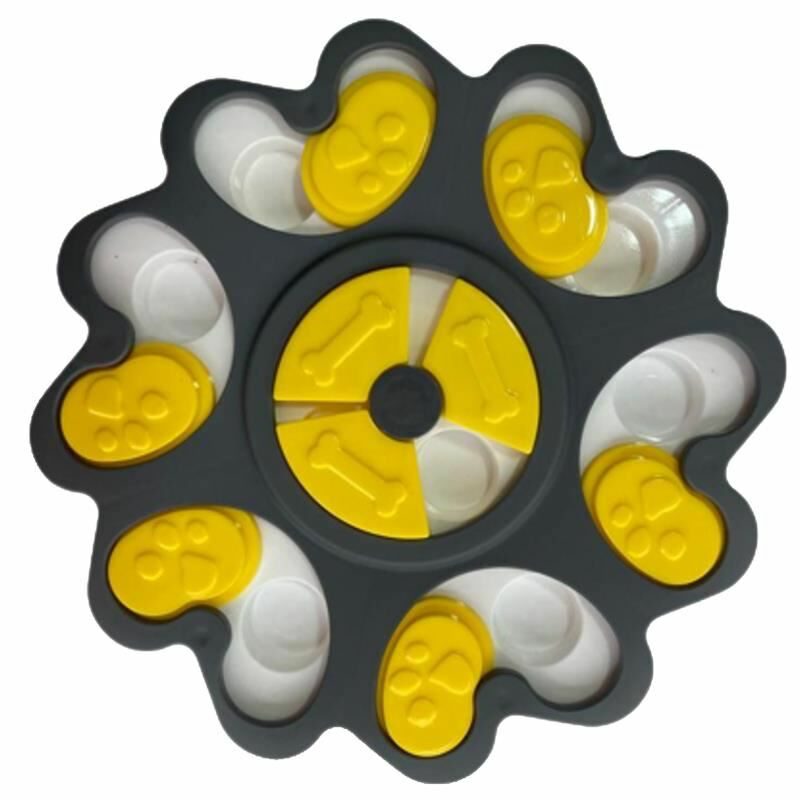 Papatya Bulmacalı Sarı Siyah Mama Kabı