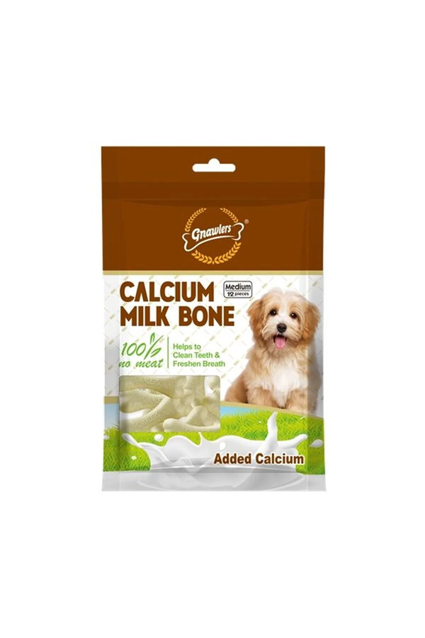 Gnawlers Kalsiyumlu Sütlü Köpek Ödül Kemiği 7.5cm-(12 Adet)