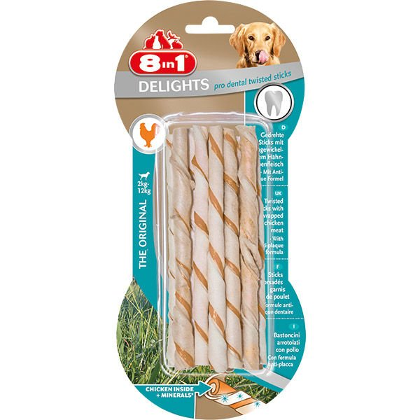 8in1 Delights Dental Diş Sağlığı İçin Burgu Çubuk Köpek Ödül Kemiği 55 Gr