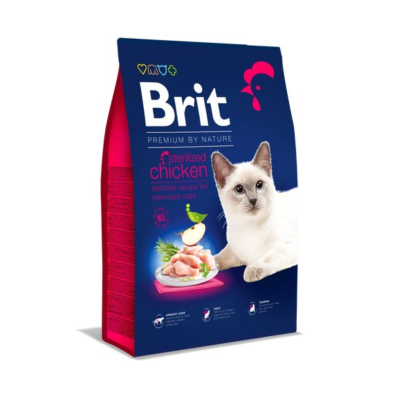 Brit Premium By Nature Kısırlaştırılmış Kediler İçin, Tavuk Etli Kuru Mama 8 kg