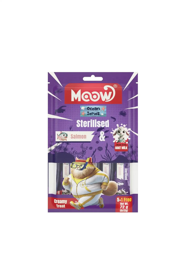 Moow Somonlu Keçi Sütlü Kısırlaştırılmış Kedi Krema Ödülü 6x12g