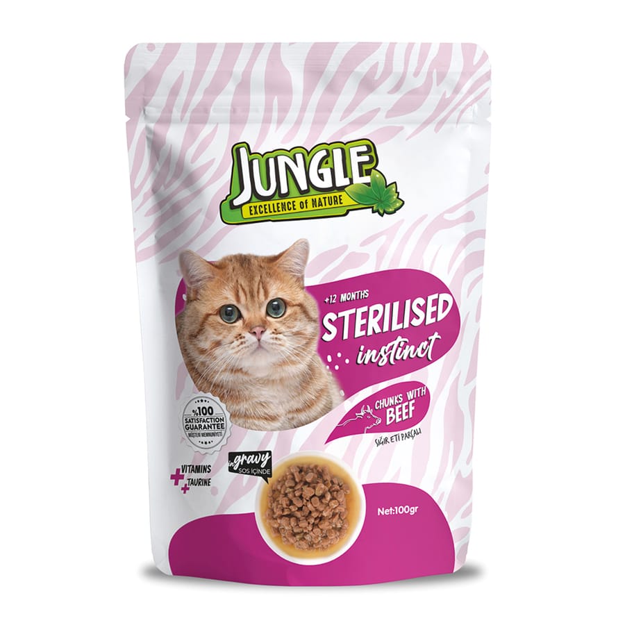 Jungle Kısır Kedi Biftekli 100g Pouch