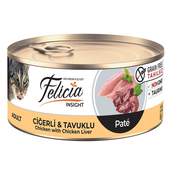 Felicia Tahılsız 85 gr Konserve Ciğerli-Tavuklu Kıyılmış Kedi Maması
