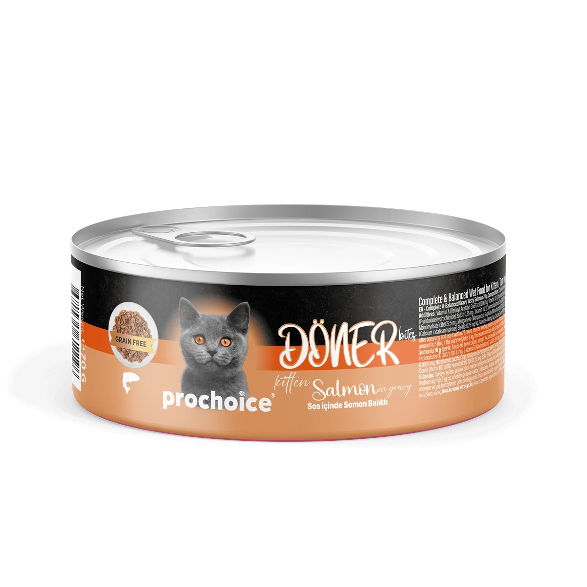 Prochoice Döner Salmon, Sos İçinde Somon Balıklı Tam & Dengeli Yavru Kedi Maması 70 gr