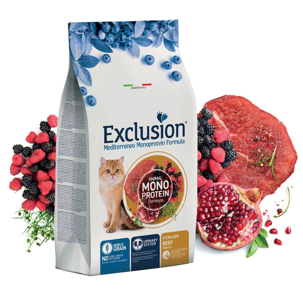 Exclusion Monoprotein Sığır Etli ve Narlı Düşük Tahıllı Kısırlaştırılmış Kedi Maması 1,5kg