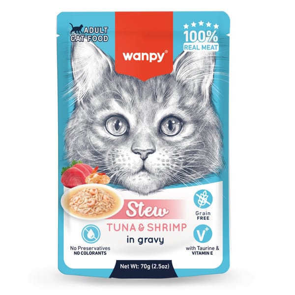 Wanpy 70g Pouch Ton Balık&Karidesli Yaş Kedi Maması 10 adet