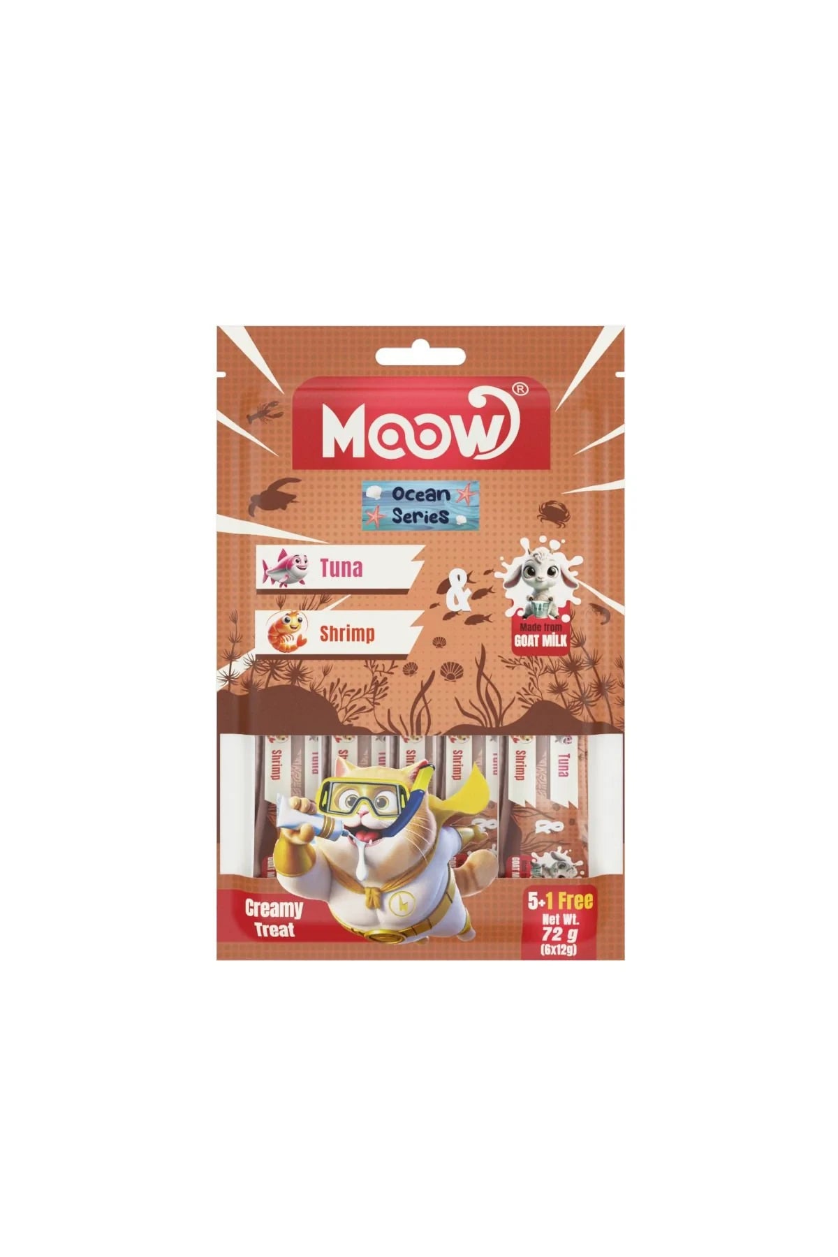 Moow Ton Balıklı Karidesli Keçi Sütlü Kedi Krema Ödülü 6x12g