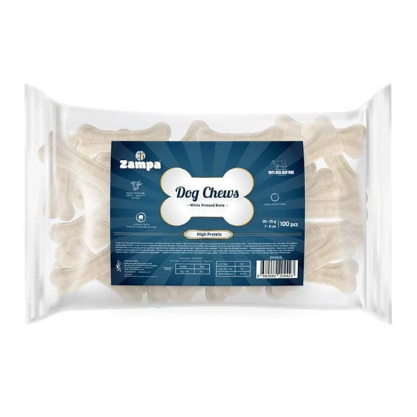 Zampa Beyaz Press Kemik Köpek Ödülü 20-25 Gr 100 Lü