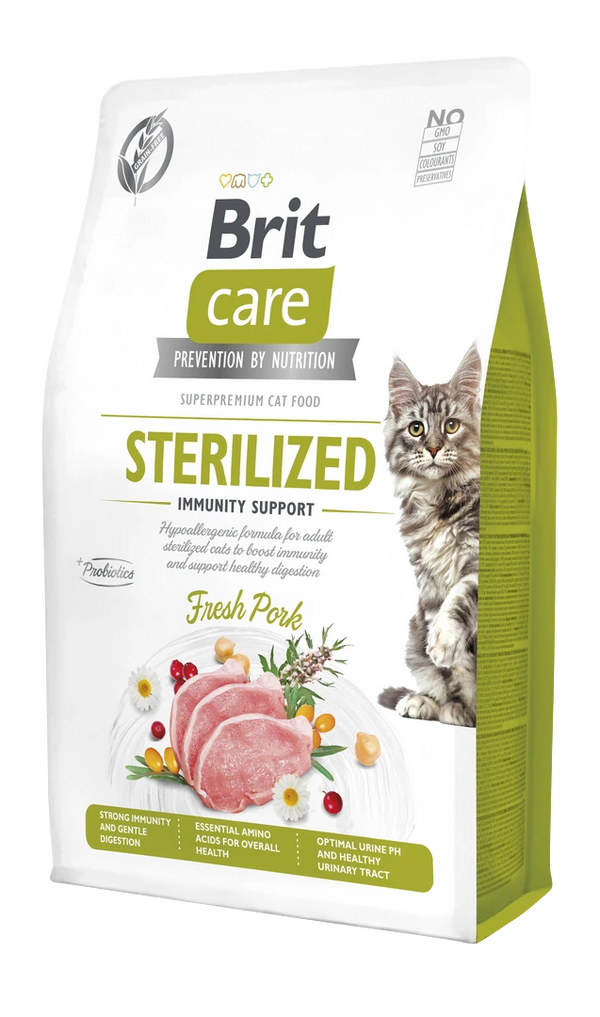Brit Care Kısırlaştırılmış Kediler İçin, Tahılsız, Hipoalerjenik, Domuz Etli Kuru Mama 2 kg