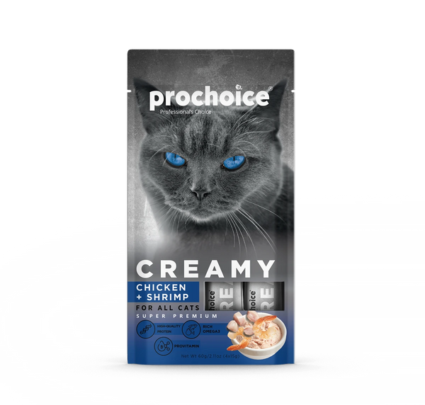 Prochoice Creamy Tavuklu ve Karidesli Sıvı Kedi Ödül Maması 4x15 gr