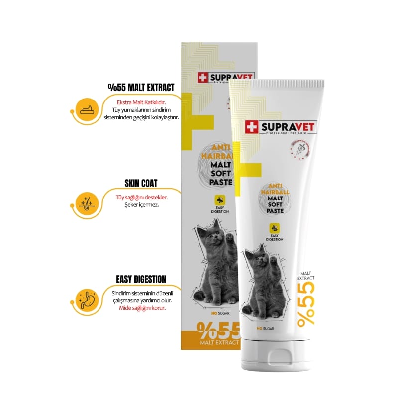 Supravet Anti-Hairball Malt Kedi Macunu 100 Gr Tüy Yumağı Engelleyici