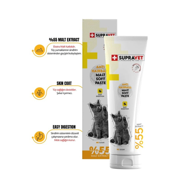 Supravet Anti-Hairball Malt Kedi Macunu 100 Gr Tüy Yumağı Engelleyici
