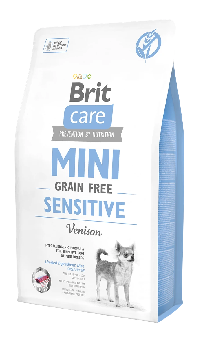 Brit Care Mini Irk Hassas Köpekler İçin, Tahılsız, Hipoalerjenik Geyik Etli Kuru Mama 2 kg