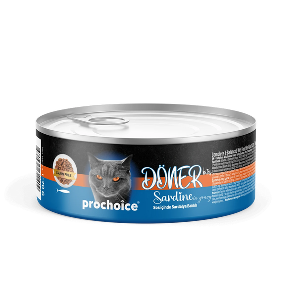 Prochoice Döner Sardine, Sos İçinde Sardalyalı Tam & Dengeli Yetişkin Kedi Maması 70 gr