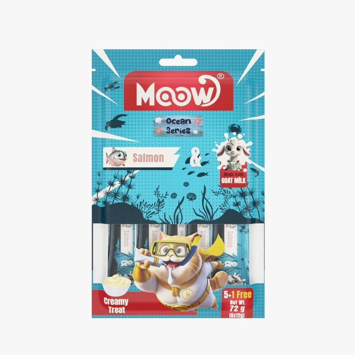 Moow Somonlu ve Keçi Sütlü Yetişkin Sıvı 6'lı Kedi Ödül Maması