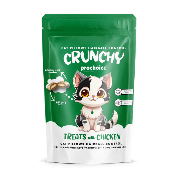 Prochoice Crunchy Hairball Control, Kediler için Tüy Yumağı Önlemeye Yardımcı Tavuklu Çıtır Atıştırmalık 60gr