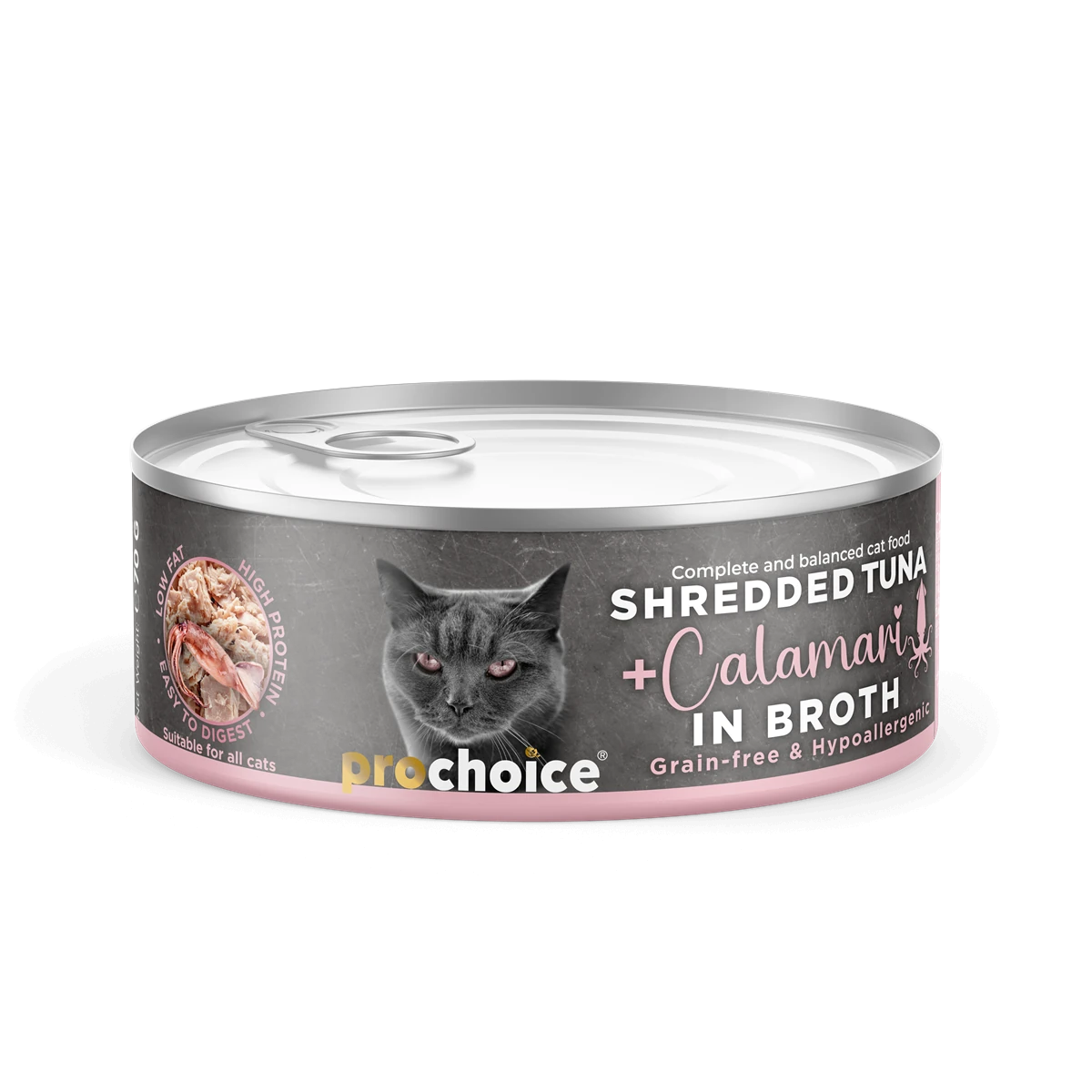 Prochoice Tahılsız, Hipoalerjenik, Tiftiklenmiş Tuna Balıklı & Kalamarlı Yaş Kedi Maması 70 gr