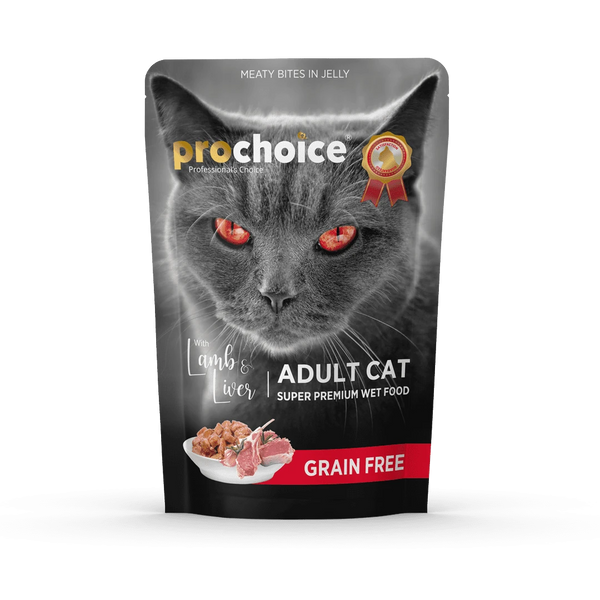 Prochoice Yetişkin Kediler İçin, Tahılsız, Jöle İçinde Kuzu Ve Ciğer Parça Etli Yaş Mama 85 gr