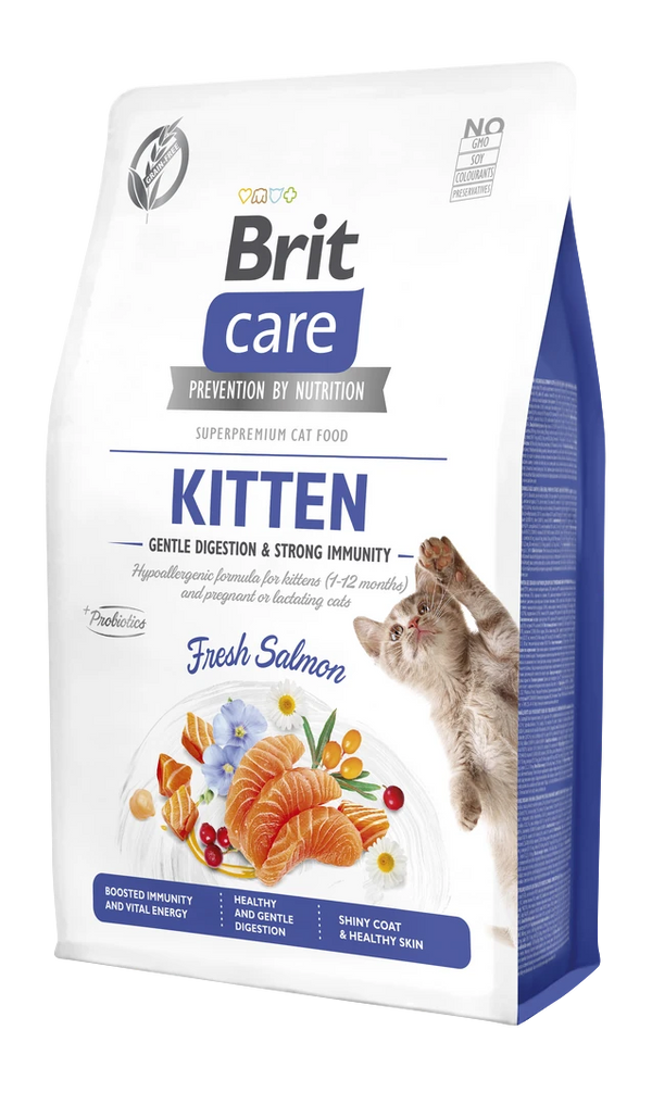 Brit Care Yavru Kediler İçin, Tahılsız, Hipoalerjenik, Taze Somonlu Kuru Mama 2 kg