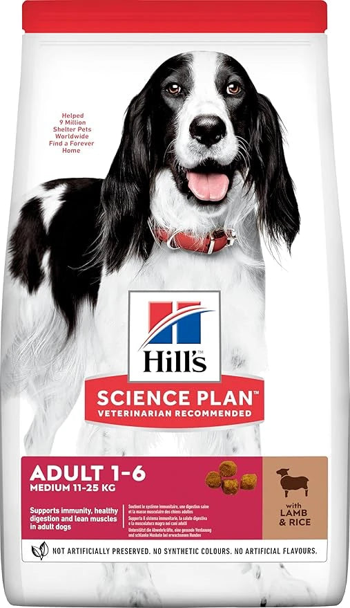 Hill's Science Plan Yetişkin Orta Irk Kuzulu ve Pirinçli Köpek Maması 12 + 2 Kg