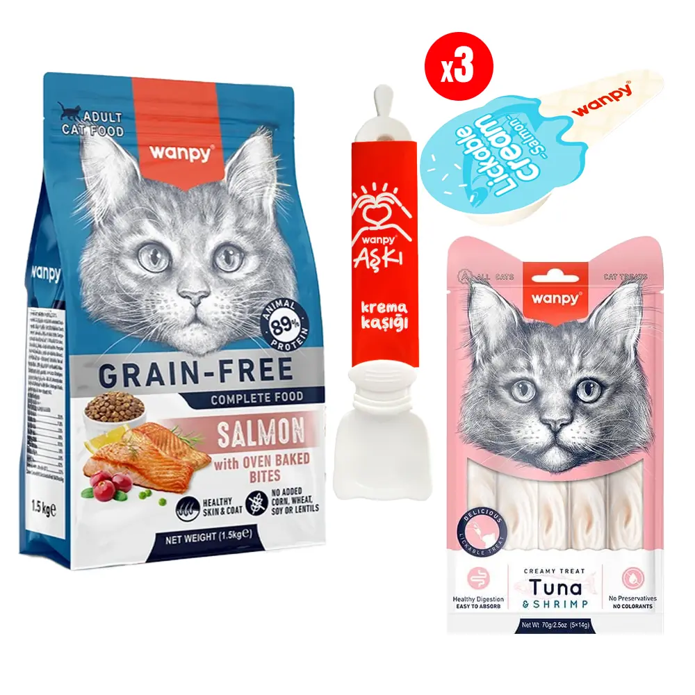 Wanpy 1.5kg Somonlu Kedi Kombin Paketi