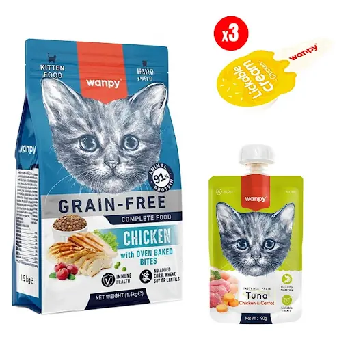Wanpy 1.5kg Tavuklu Yavru Kedi Kombin Paketi