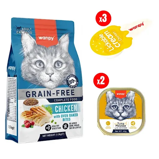 Wanpy 1.5kg Tavuklu Kedi Kombin Paketi