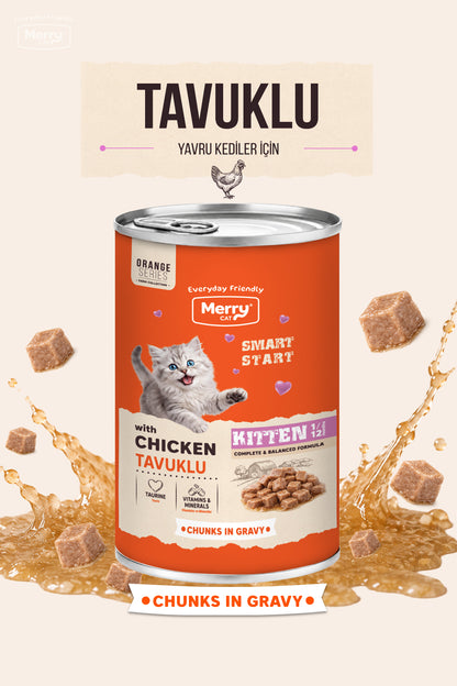 Merry Tavuklu Yavru Kedi Konserve Yaş Mama Konserve 400 Gr x 6 Adet