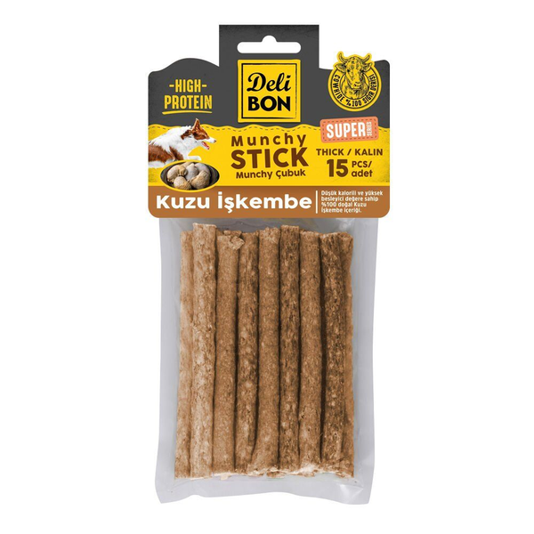 Delibon Super Munchy Çubuk Kuzu İşkembeli Kalın 15 Adet