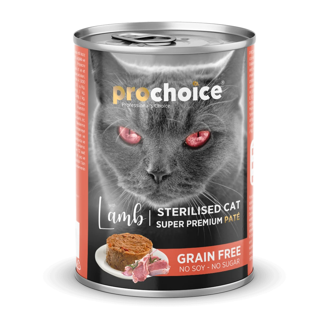 Prochoice Kısırlaştırılmış Kediler İçin, Tahılsız, Kuzu Etli Ezme 400 gr