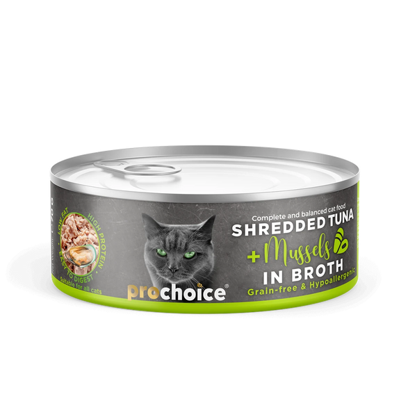 Prochoice Tahılsız, Hipoalerjenik, Tiftiklenmiş Tuna Balıklı & Midyeli Yaş Kedi Maması 70 gr