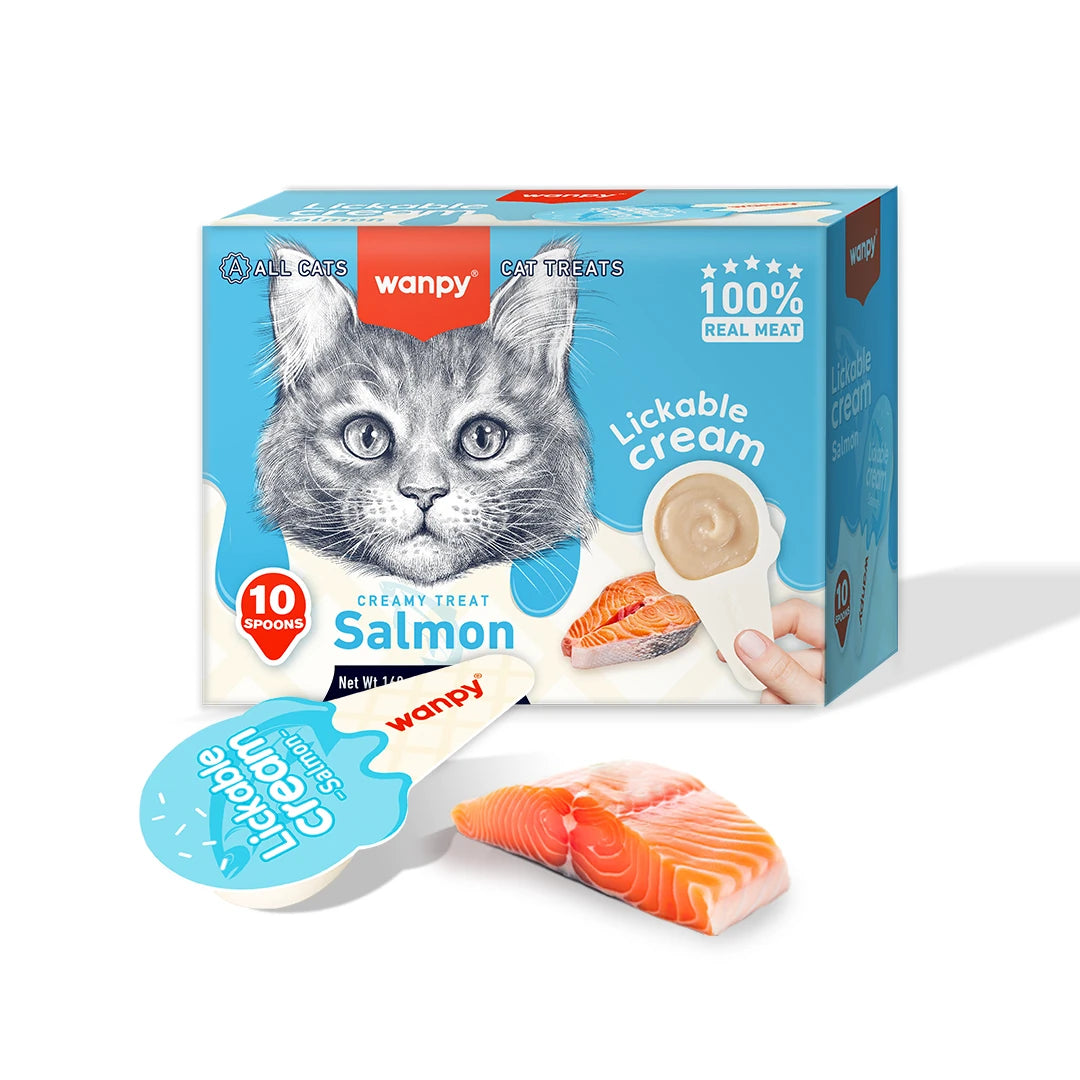 Wanpy Somonlu Kaşıklı Kedi Ödül Kreması 10x16gr