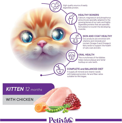 Petiva Yavru Kediler İçin Tavuk Etli Kuru Kedi Maması 1.5 Kg