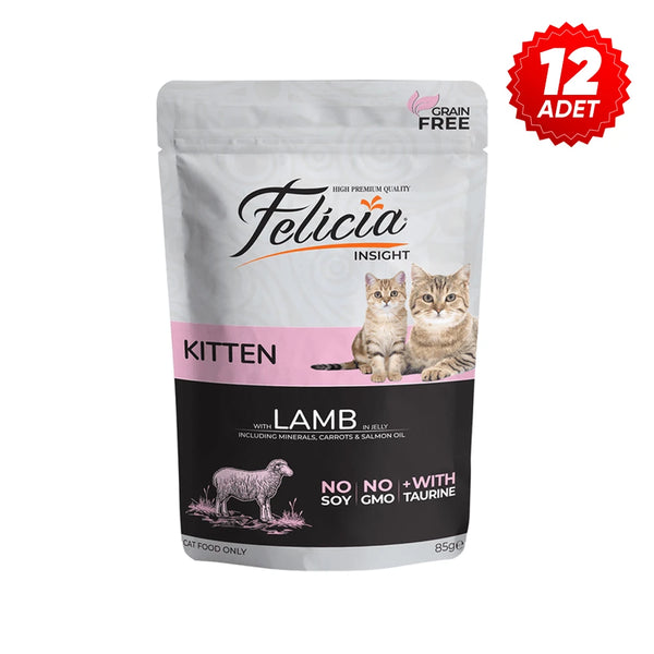Felicia Tahılsız 85 gr Pouch Yavru Kuzu Etli Yaş Kedi Maması 12 Adet