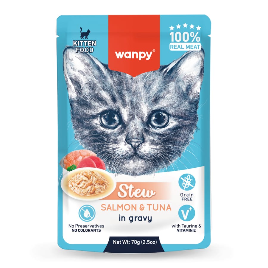 Wanpy 70g Pouch Somon&Ton Balıklı Yaş Kedi Maması 10 adet