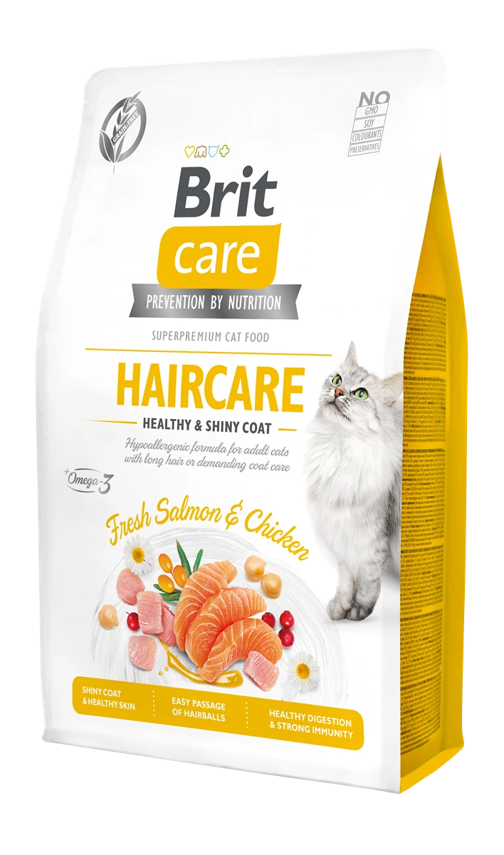 Brit Care Sağlıklı Cilt ve Parlak Tüy Bakımı, Yetişkin Kediler İçin Tahılsız, Hipoalerjenik, Taze Somonlu ve Tavuk Etli Kuru Mama 2 kg