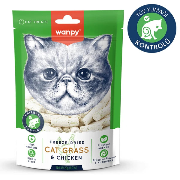 Wanpy Kedi Dondurulmuş Kedi Çimi ve Tavuklu Ödül