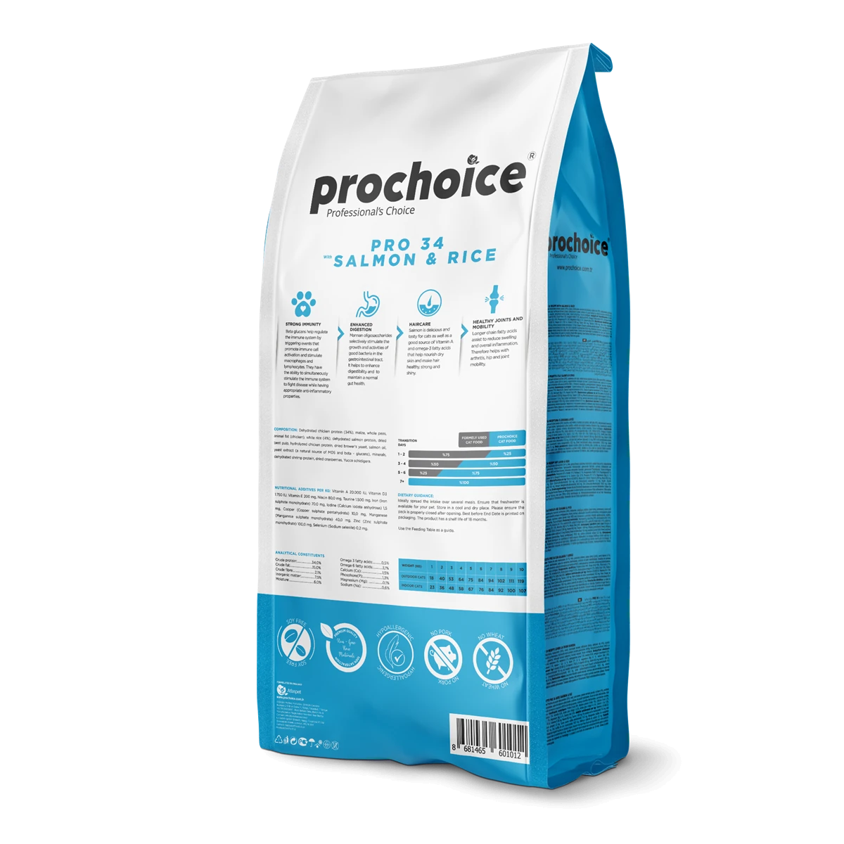 Prochoice Yetişkin Kediler İçin, Hipoalerjenik, Somon Balıklı Ve Pirinçli Kuru Mama 15 kg