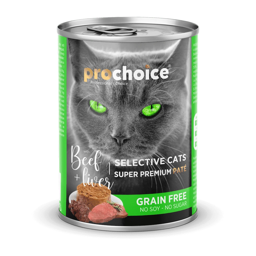 Prochoice Yetişkin Seçici Kediler İçin, Tahılsız, Sığır Etli Ve Ciğerli Ezme 400 gr