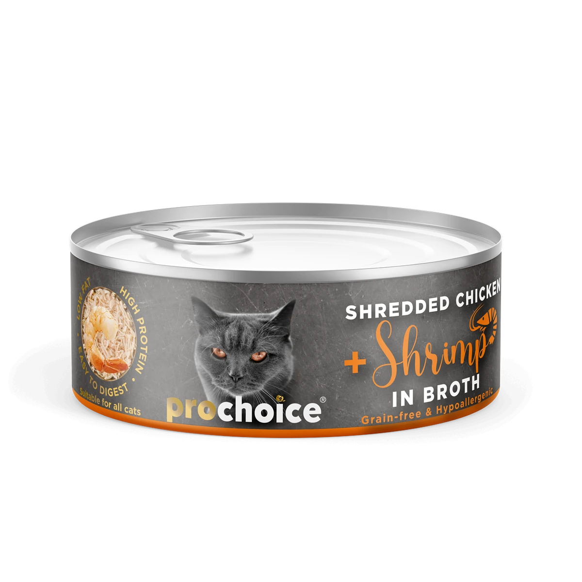 Prochoice Shredded, Tahılsız, Hipoalerjenik, Tiftiklenmiş Tavuk Etli Ve Karidesli Yaş Kedi Maması 70 gr