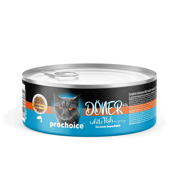 Prochoice Döner White Fish, Sos İçinde Beyaz Balıklı Tam & Dengeli Yetişkin Kedi Maması 70 gr