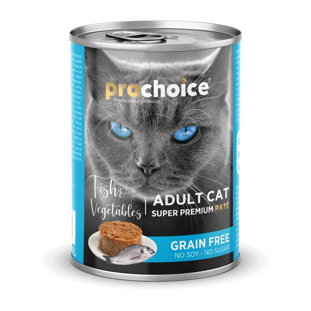 Prochoice Yetişkin Kediler İçin, Tahılsız, Balık Etli Ve Sebzeli Ezme 400 gr