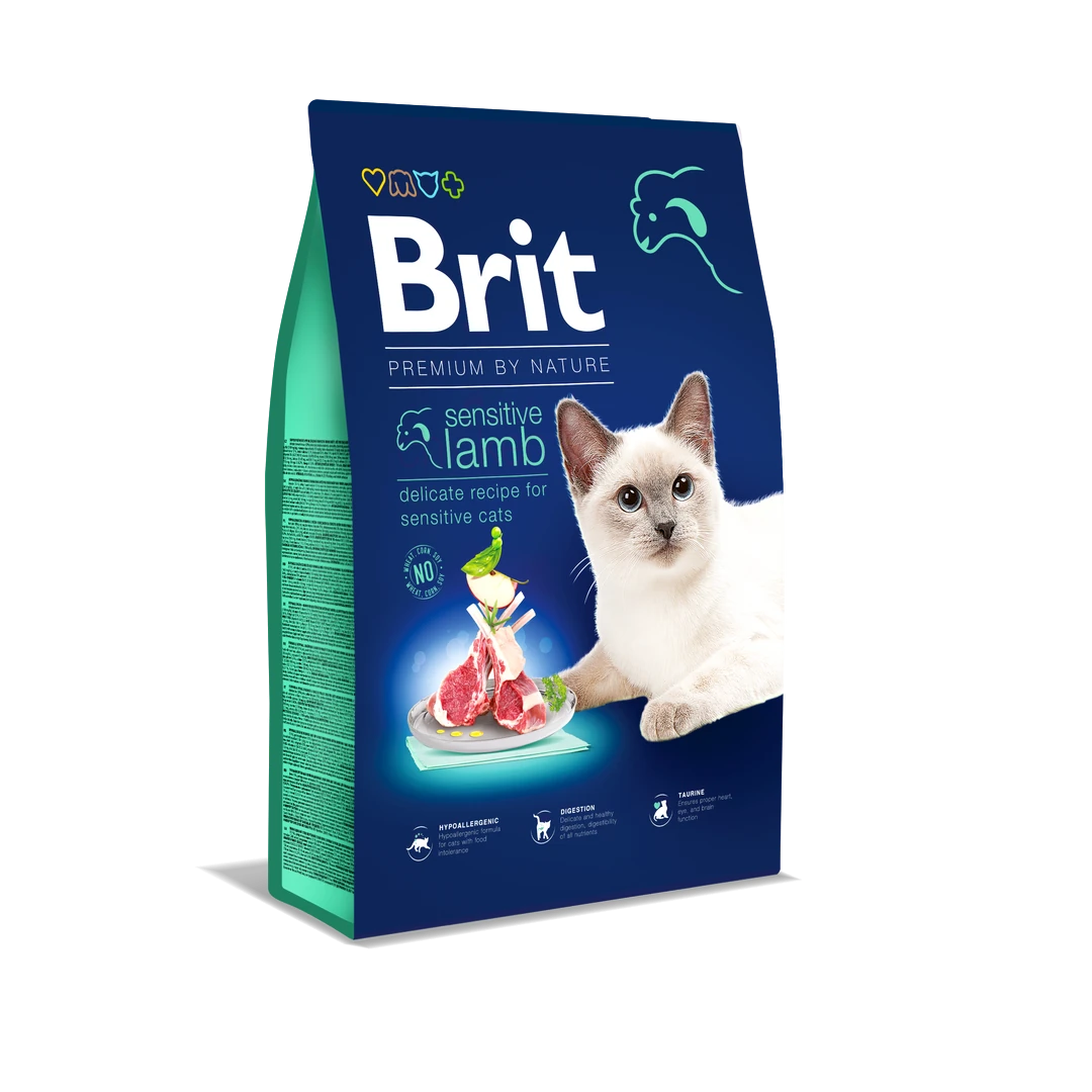 Brit Premium By Nature Hassas Sindirime Sahip Kediler İçin, Kuzu Etli Kuru Mama 8 kg