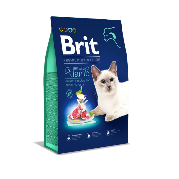 Brit Premium By Nature Hassas Sindirime Sahip Kediler İçin, Kuzu Etli Kuru Mama 8 kg