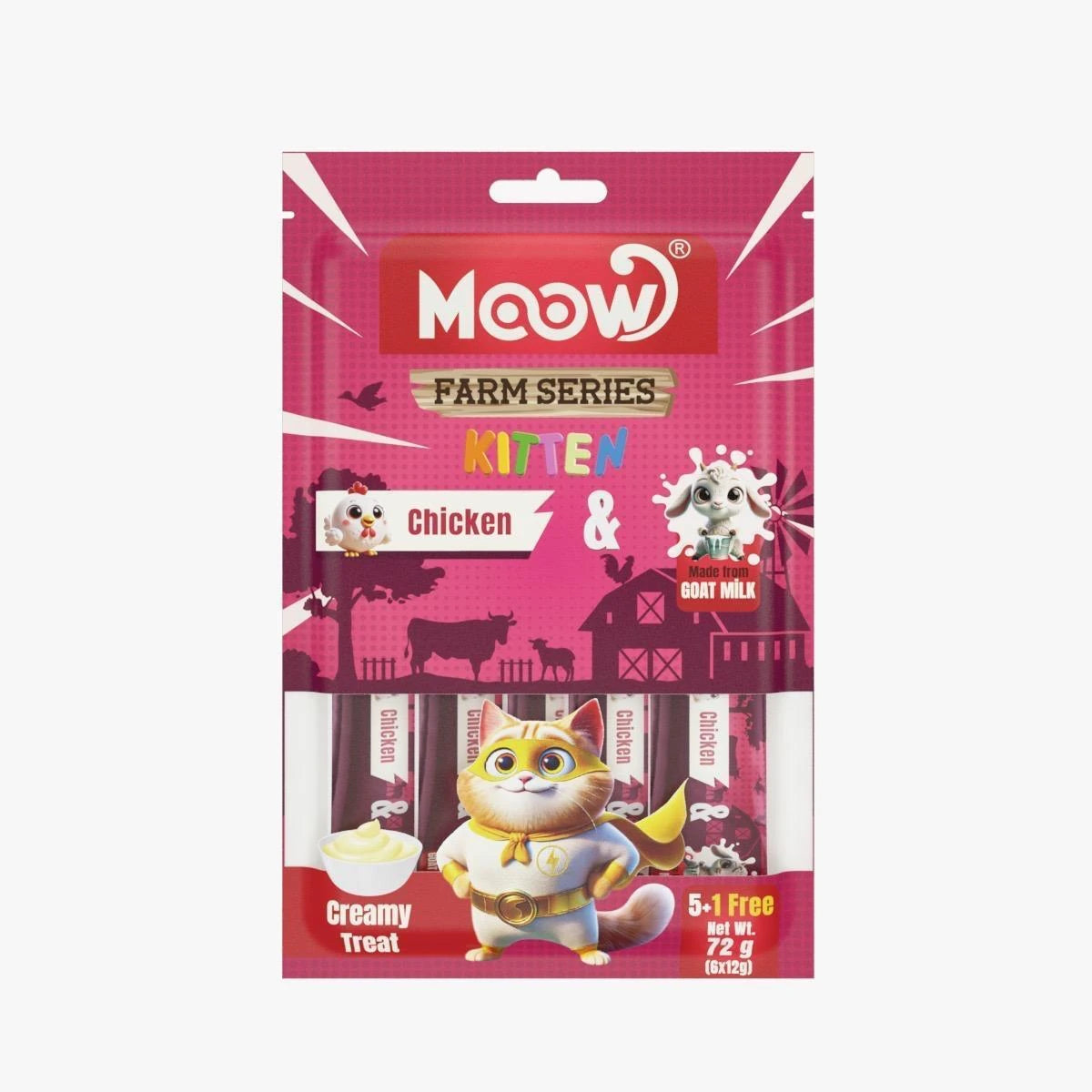 Moow Tavuklu ve Keçi Sütlü Yavru Sıvı 6'lı Kedi Ödül Maması