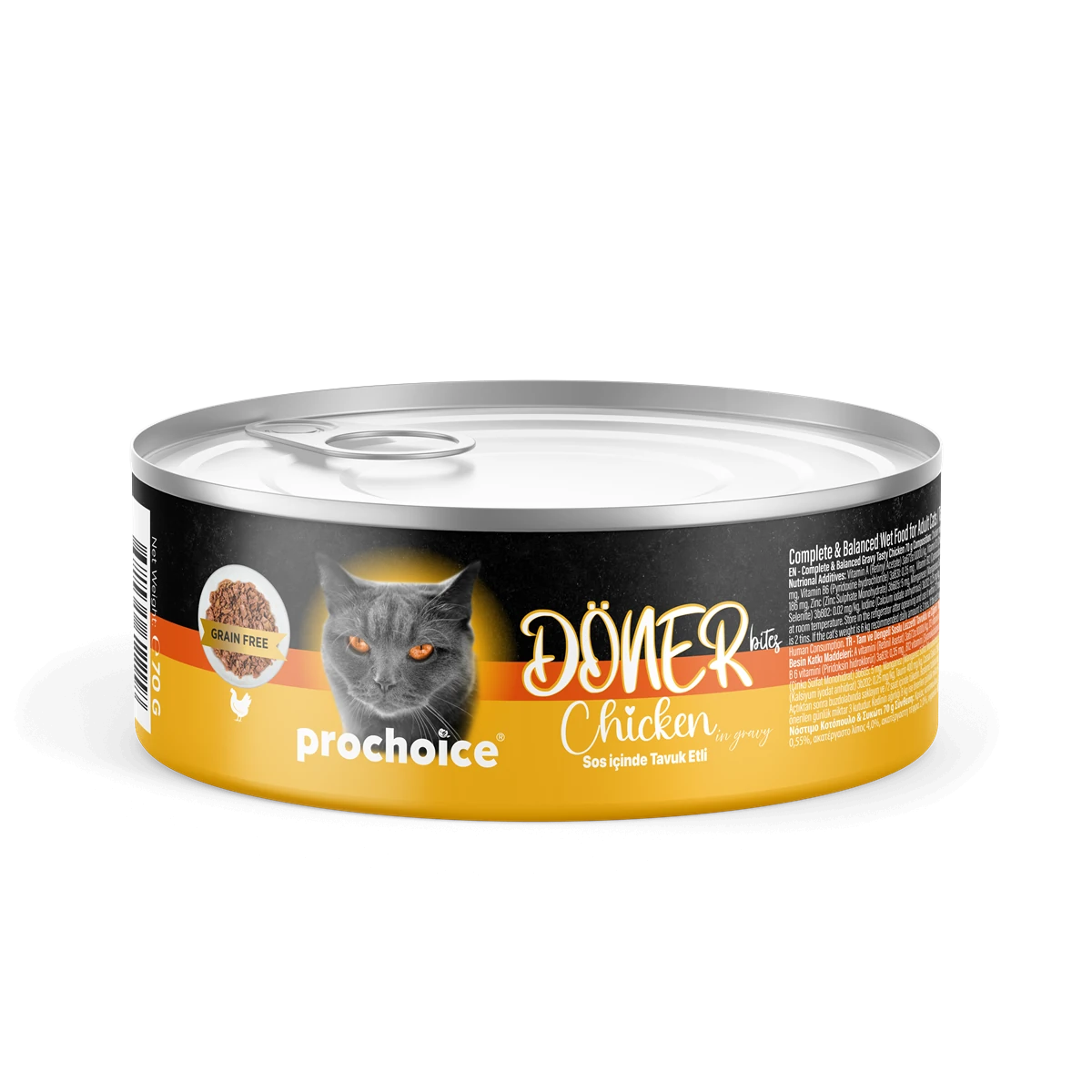 Prochoice Döner Chicken, Sos İçinde Tavuk Etli Tam & Dengeli Yetişkin Kedi Maması 70 gr