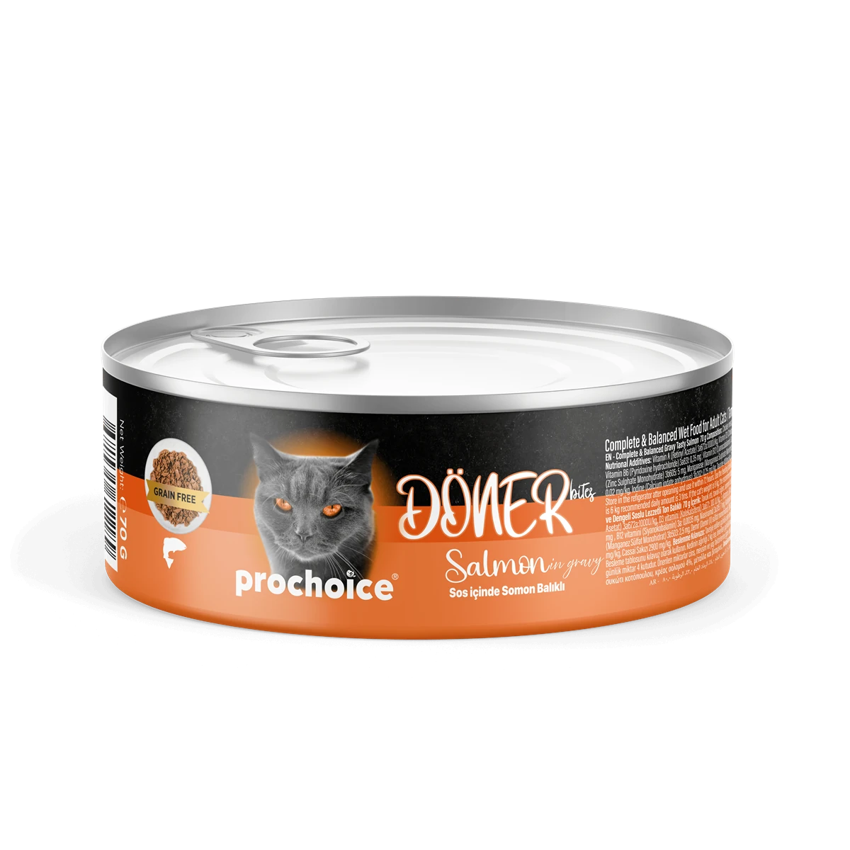 Prochoice Döner Salmon, Sos İçinde Somon Balıklı Tam & Dengeli Yetişkin Kedi Maması 70 gr