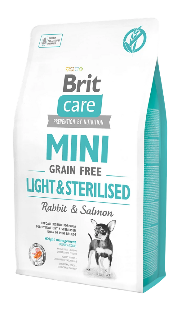 Brit Care Mini Irk Kısırlaştırılmış Köpekler İçin, Tahılsız, Hipoalerjenik Tavşan Etli Ve Somonlu Kuru Mama 2 kg