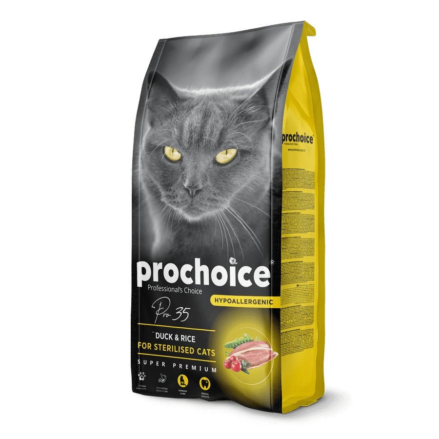 Prochoice Kısırlaştırılmış Kediler İçin, Hipoalerjenik, Ördek Etli Ve Pirinçli Kuru Mama 15 kg