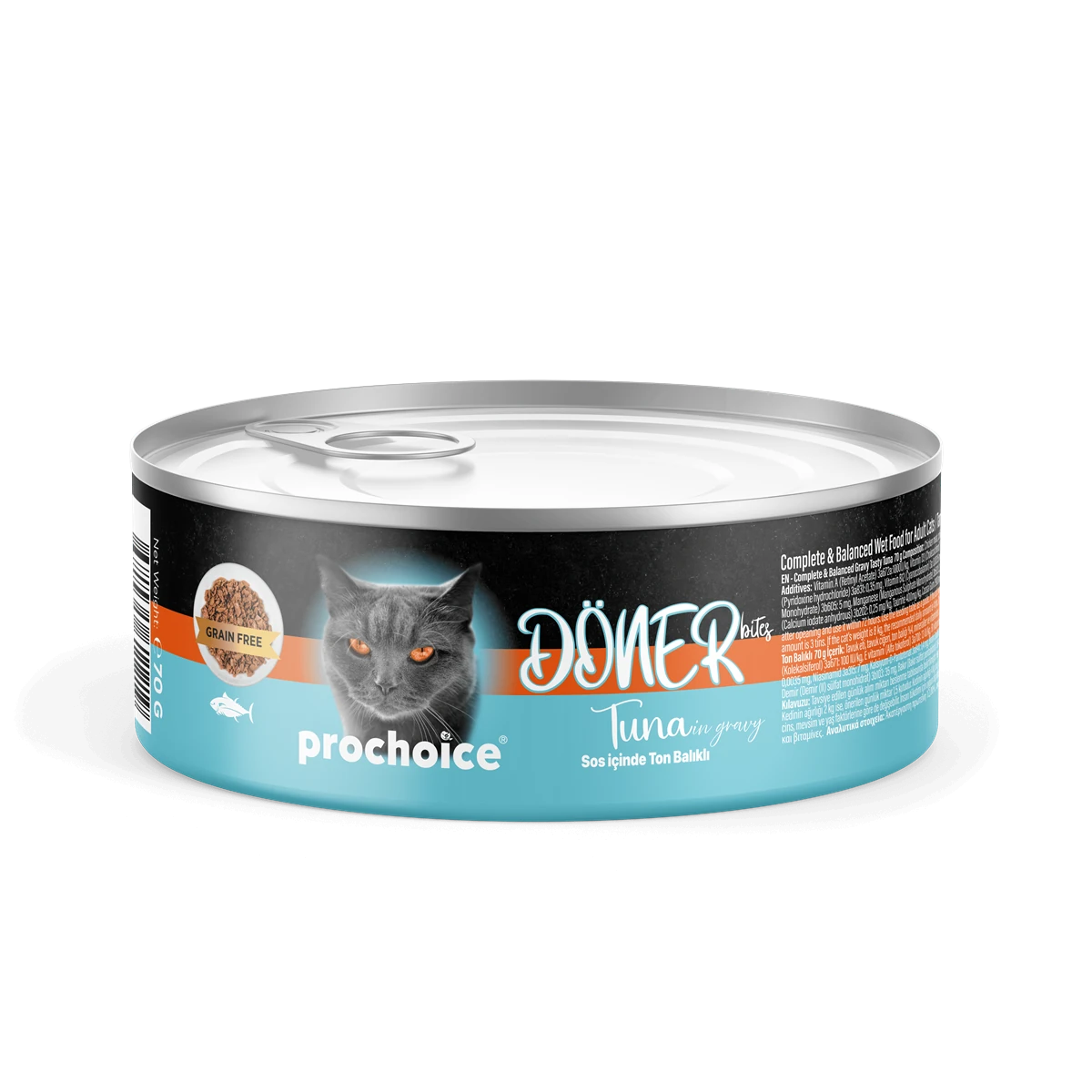 Prochoice Döner Tuna, Sos İçinde Ton Balıklı Tam & Dengeli Yetişkin Kedi Maması 70 gr